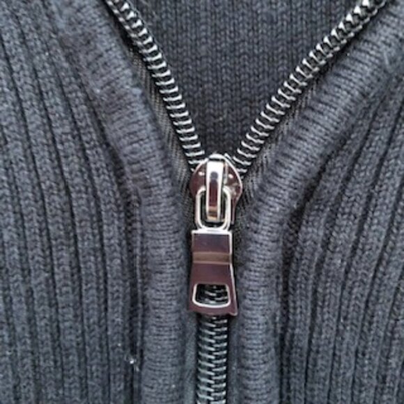 INC International Concepts Knit Collar Jacket Zip Sweater Men Women Long XL - Picture 3 of 7